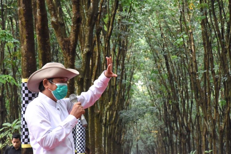 Dedi Mulyadi saat pembukaan pengerjaan sawah untuk jadi objek wisata alam di Purwakarta, Rabu (15/7/2020).