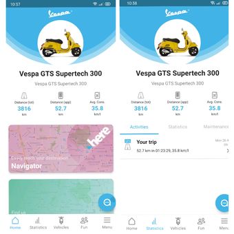Aplikasi Vespa yang bisa dihubungkan ke Vespa GTS Super Tech 300