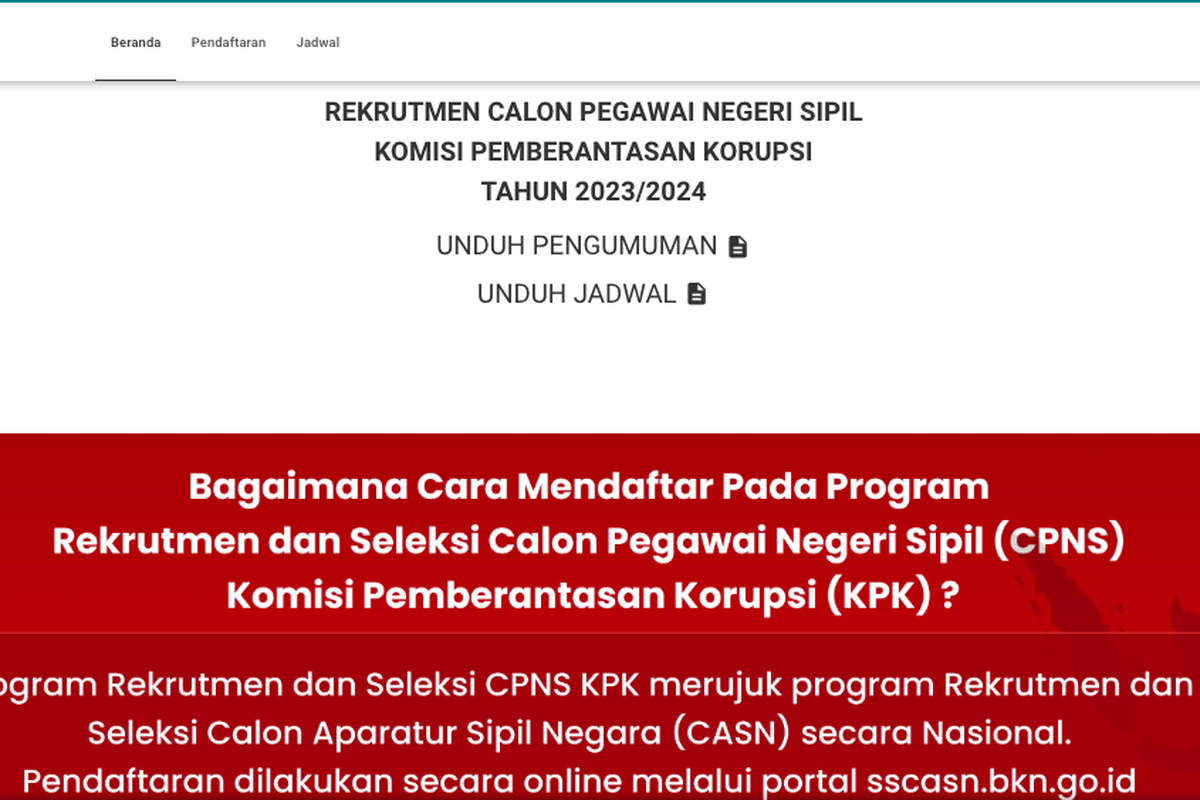 Formasi lengkap CPNS KPK 2023. Pengumuman seleksi CPNS KPK 2023. KPK buka 214 formasi CPNS 2023.