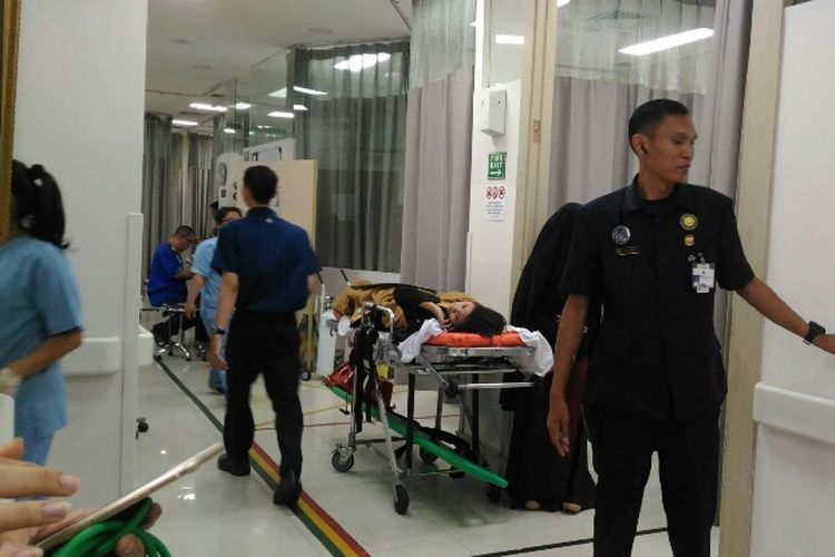 Kondisi ruang UGD RS Siloam Semanggi, Jakarta Selatan, Senin (15/1/2018). Sejumlah korban ambrolnya mezanin Gedung BEI, Senin, dirawat di rumah sakit ini. 