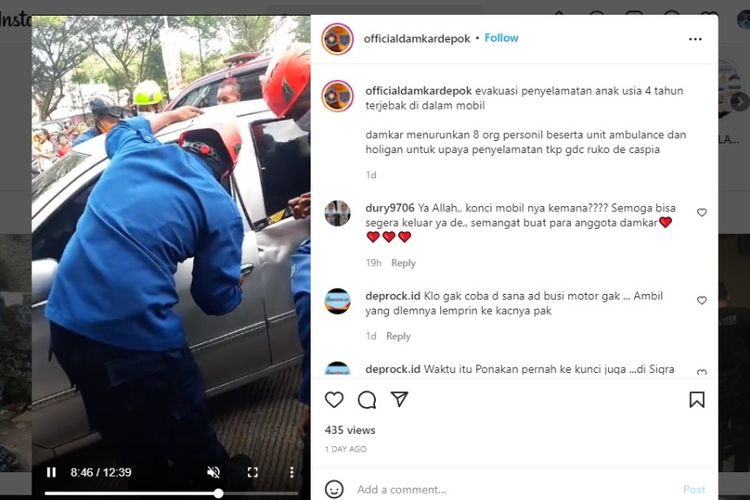 Kejadian anak terkunci di dalam mobil