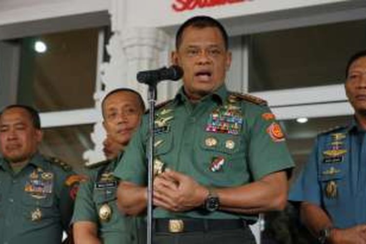 Panglima TNI Jenderal Gatot Nurmantyo saat ditemui di Mabes TNI, Cilangkap, Jakarta Timur, Rabu (11/1/2017).