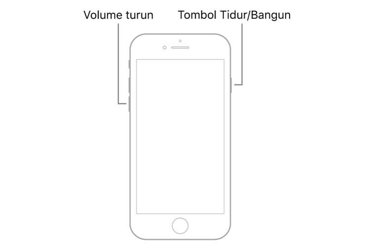 Ilustrasi cara restart iPhone tanpa menyentuh layar pada seri iPhone 7.