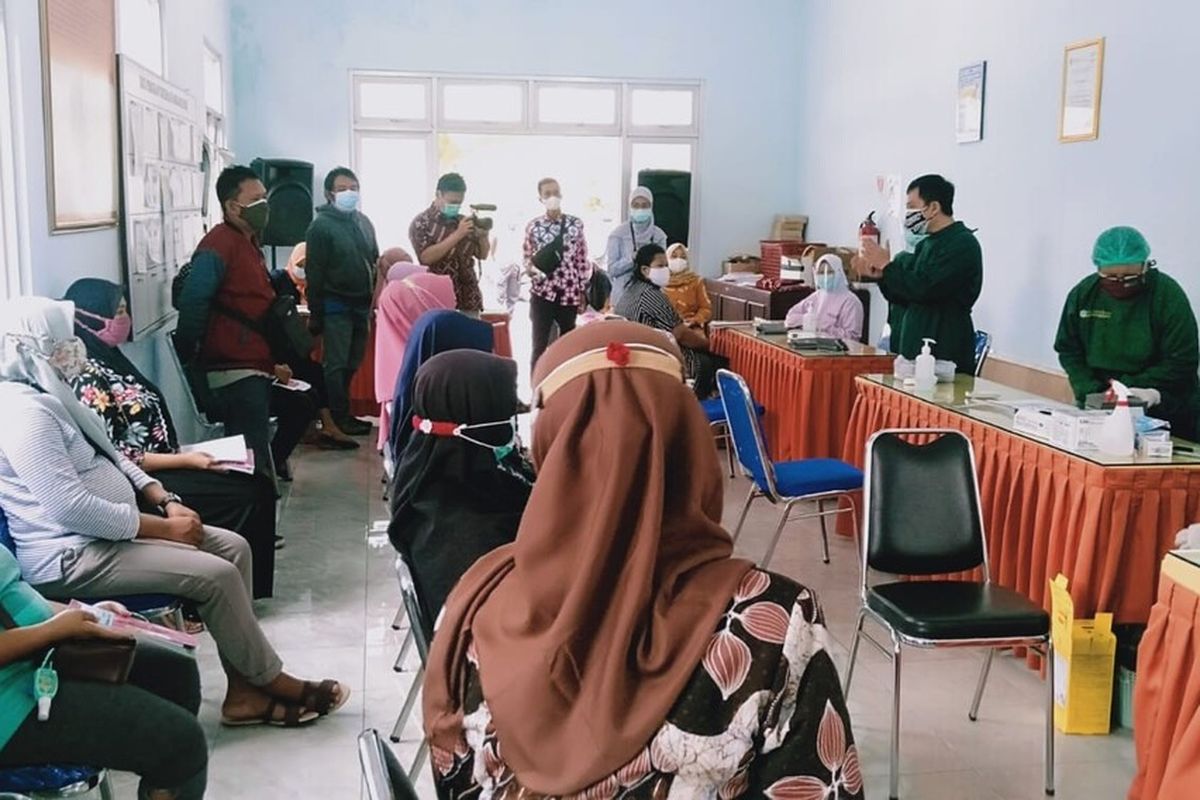 Vaksinasi Ibu Hamil di Puskesmas Bambanglipuro, Bantul Jumat (13/8/2021)