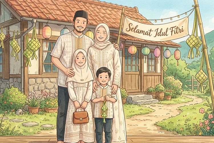 Kumpulan prompt AI untuk membuat kartu ucapan Selamat Idul Fitri 1447 H.