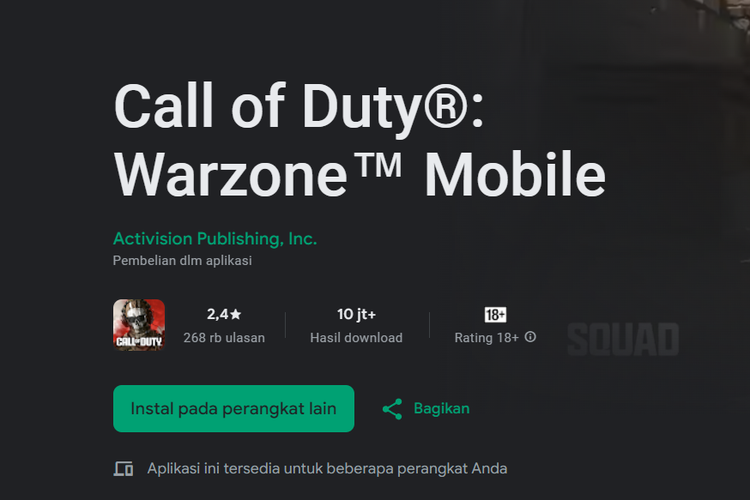 Ulasan Call of Duty Warzone Mobile di Google Play Store Indonesia