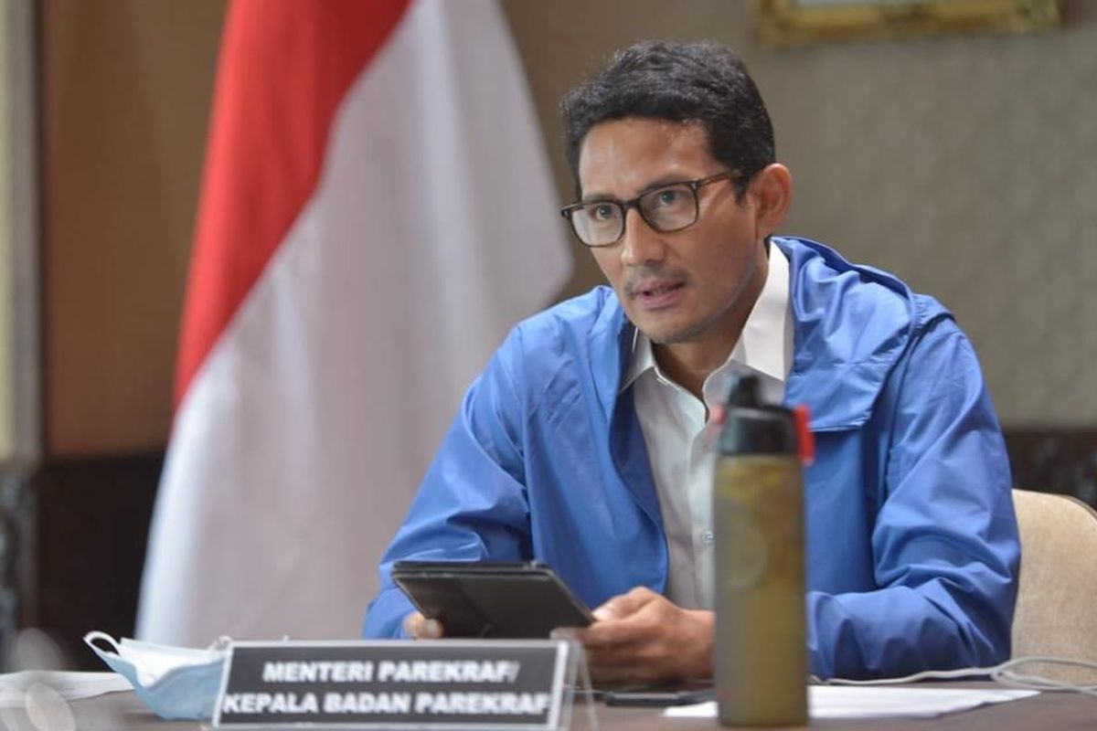 Menparekraf Sandiaga Uno saat memimpin rapat virtual bersama seluruh Kepala Dinas Pariwisata dari 34 provinsi di Indonesia, Sabtu (26/12/2020).