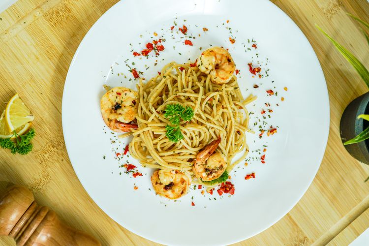 Spaghetti Aglio Olio Udang ala Food Place