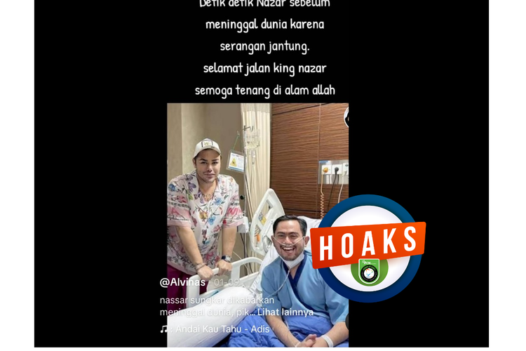 Tangkapan layar Fcaebook narasi yang menyebut King Nassar meninggal karena serangan jantung