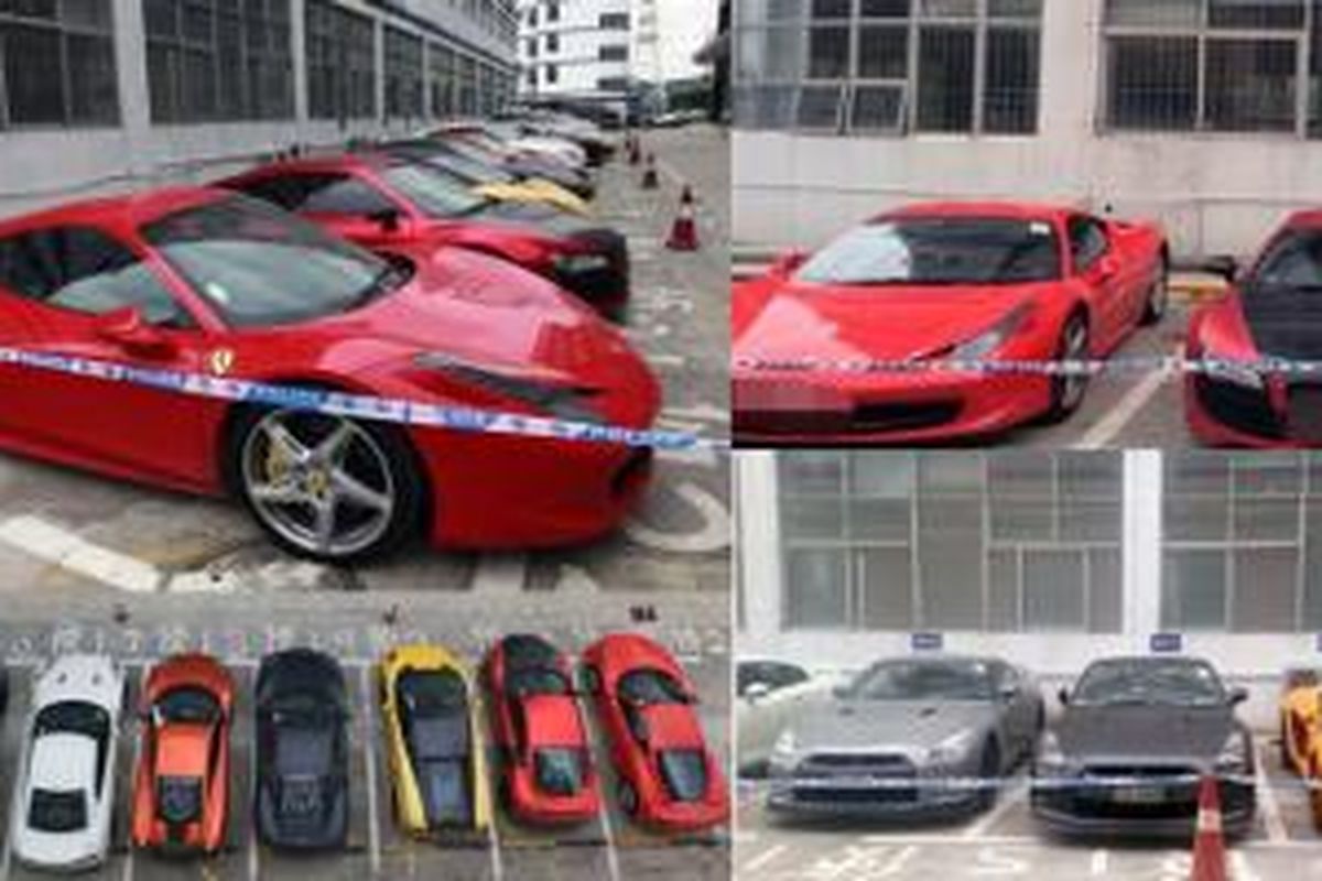 12 supercar diamankan polisi China setelah melakukan aksi kebut-kebutan 250 kpj.