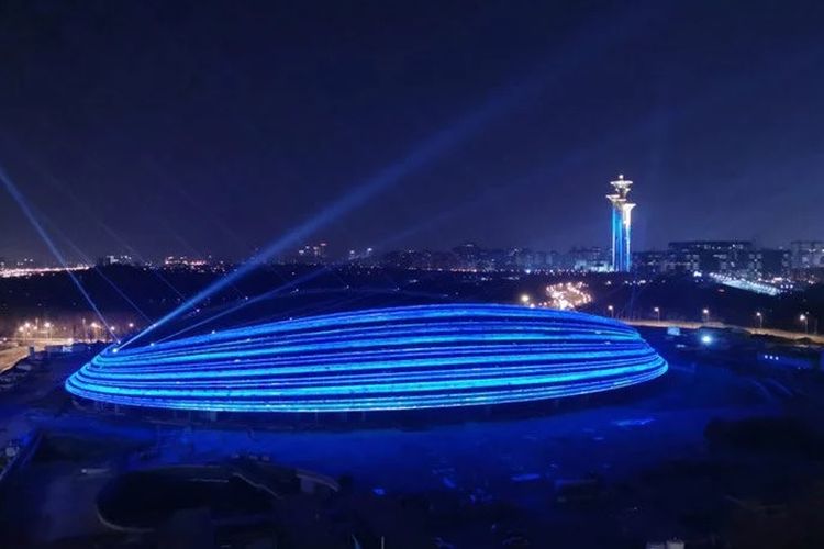 Stadion Ice Ribbon yang dibangun sebagai venue speed skating untuk Olimpiade Musim Dingin 2022 di Beijing
