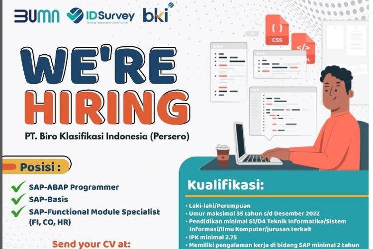 PT Biro Klasifikasi Indonesia (Persero) atau BKI membuka lowongan kerja untuk lulusan S1