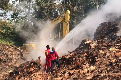 Tempat Pembuangan Limbah Pabrik Kayu di Cilacap Terbakar sejak Sabtu, Timbulkan Asap Tebal