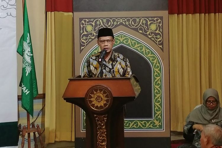 Ketua Umum PP Muhammadiyah Hader Nasir dalam pengajian PP Muhammadiyah di Jakarta, Jumat (9/3/2018).