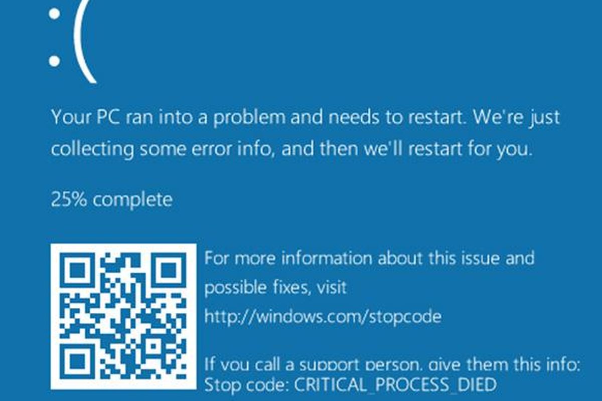 QR-Code dalam Blue Screen Windows 10 Insider Preview build 14316