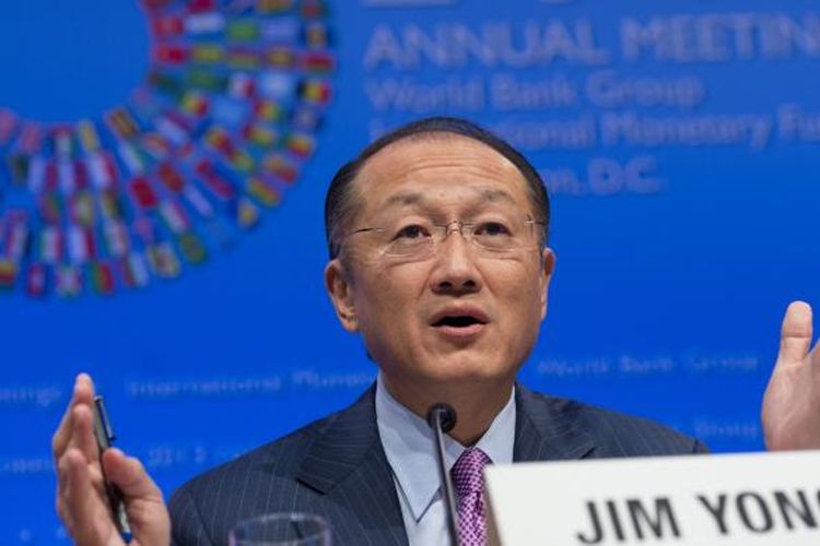 Presiden Bank Dunia Jim Yong Kim, berpidato di pertemuan tahunan Bank Dunia dan Dana Moneter Internasional (IMF) di Washington, Jumat (11/10/2013).