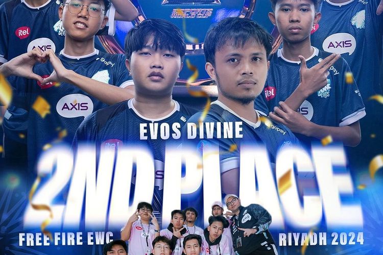 Ilustrasi Evos Divine juara kedua Free Fire EWC 2024.