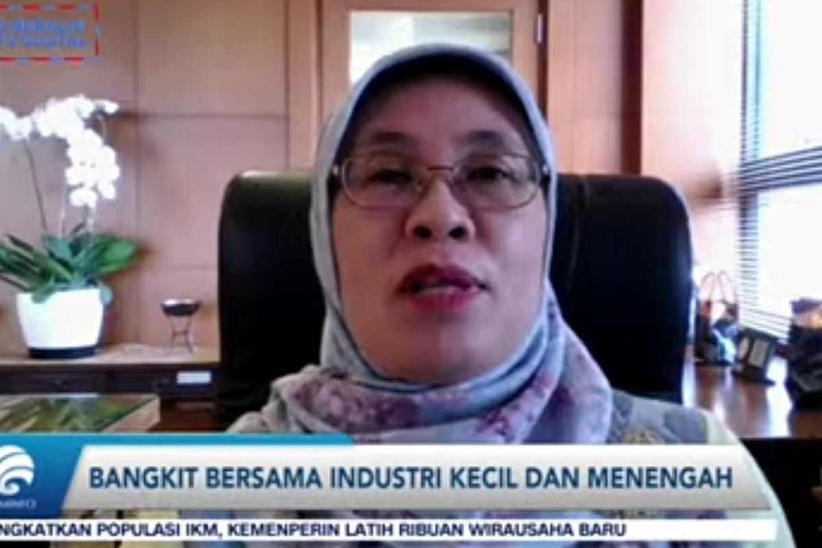 Direktur Jenderal Industri Kecil, Menengah, dan Aneka (IKMA) Kementerian Perindustrian Reni Yanita  dalam Forum Merdeka Barat (FMB) 9 ?Upakarti, Menguatkan Industri Kecil dan Menengah Indonesia? yang disiarkan secara virtual oleh Kominfo, Senin (8/8/2022). (Tangkapan layar)