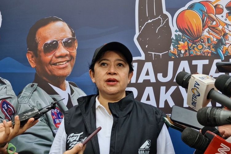 Ketua DPP PDI Perjuangan Puan Maharani ditemui usai kampanye akbar Hajatan Rakyat di Simpang Lima Kota Semarang, Sabtu (10/2/2024) sore.