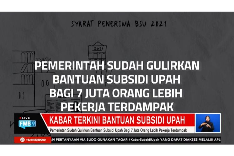 Tangkapan layar Dialog Produktif Forum Merdeka Barat 9 (FMB9)- Komite Penanganan Covid-19 dan Pemulihan Ekonomi Nasional (KPCPEN), Rabu (15/12/2021). 