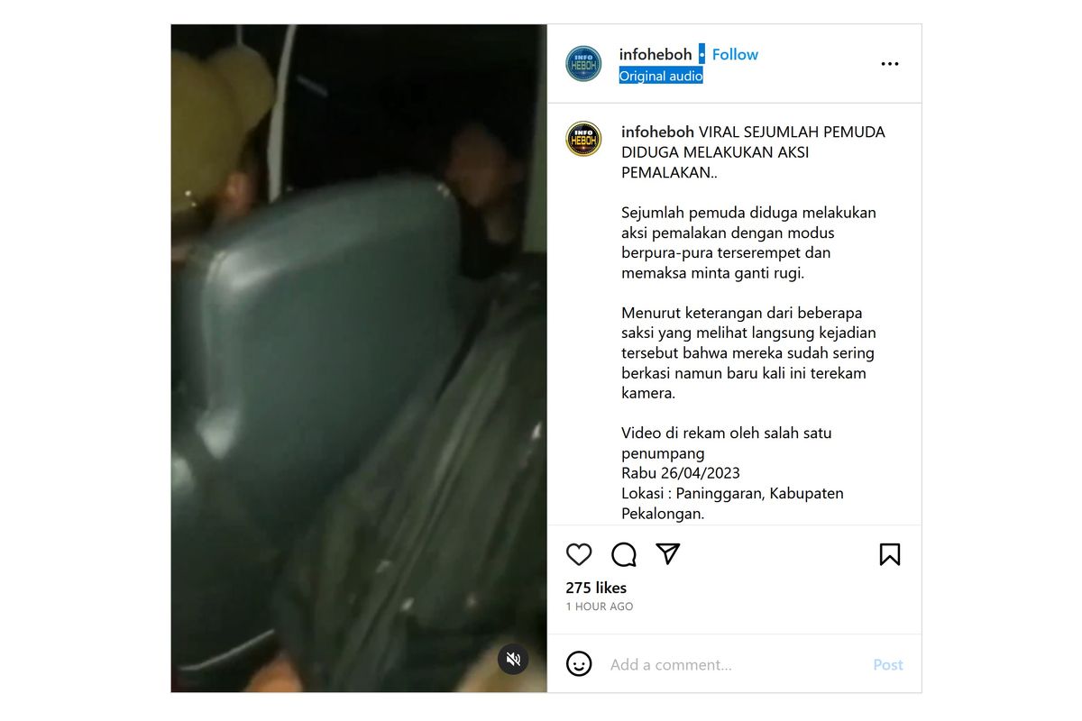 Modus terserempet, pemuda palak pengendara.