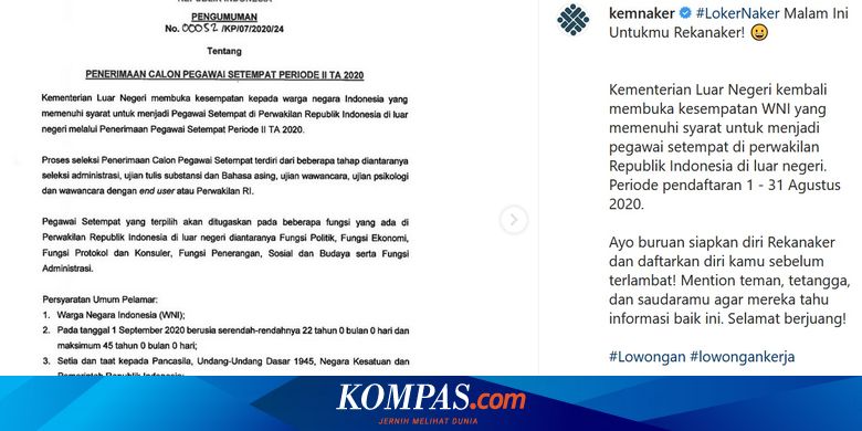 Mau Jadi Pegawai Kementerian Luar Negeri Simak Lowongan Kerja Ini Halaman All Kompas Com
