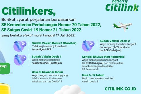 Update Syarat Naik Pesawat Citilink 2022 untuk Penerbangan Domestik
