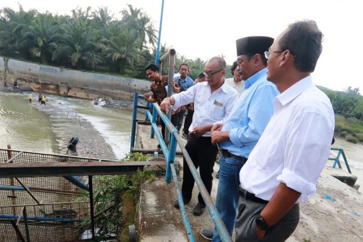 Bendungan Sei Wampu di Kabupaten Langkat, Sumatera Utara baru rampung 45 persen, Jumat (4/5/2018)