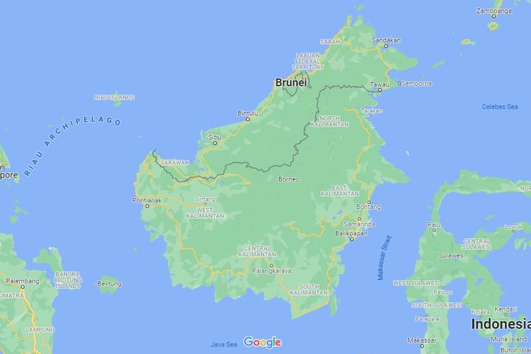 Pulau Kalimantan yang dikenal dengan sebutan Borneo. Ada sejumlah batas laut Pulau Kalimantan.
