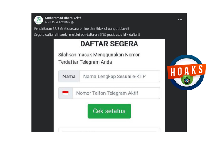 Hoaks, tautan pendaftaran JKN dengan akun Telegram