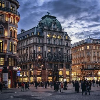 Ilustrasi pemandangan kota Vienna, Austria.