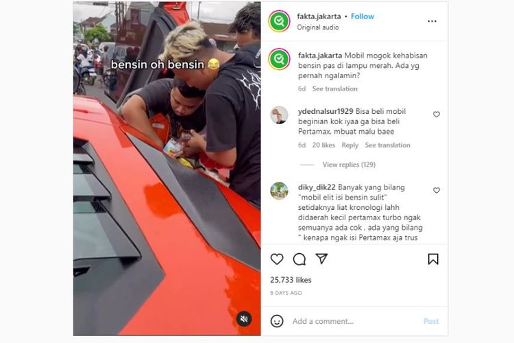 Lamborghini Aventador LP 750-4 SV kehabisan bensin di tengah jalan