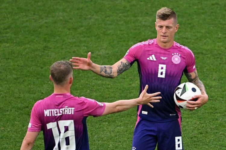 Gelandang Timnas Jerman, Toni Kroos, jadi salah satu pemain pembeda pada laga Grup A Piala Eropa 2024 Jerman vs Hongaria pada Rabu (19/6/2024).