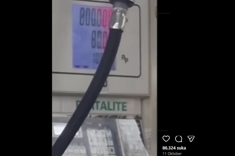 Tangkapan layar mobil Avanza yang membeli bensin Pertalite sebanyak 80 liter atau Rp 800.000.