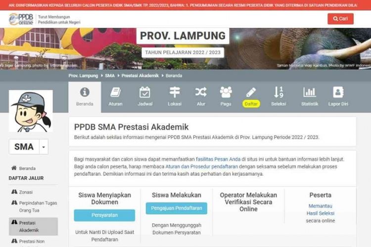 Tangkap layar dari arsip PPDB Lampung