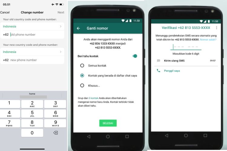 Ilustrasi cara mengganti nomor WA tanpa kehilangan chat dan kontak. 
