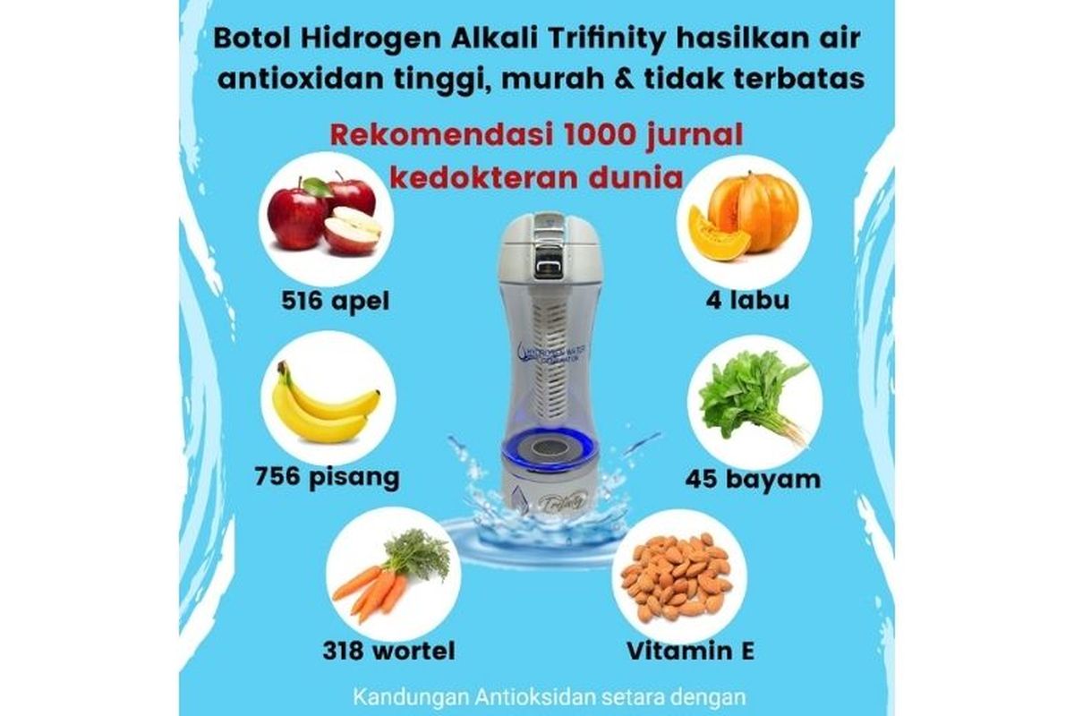  Manfaat Botol Hidrogen Alkali Trifinity.