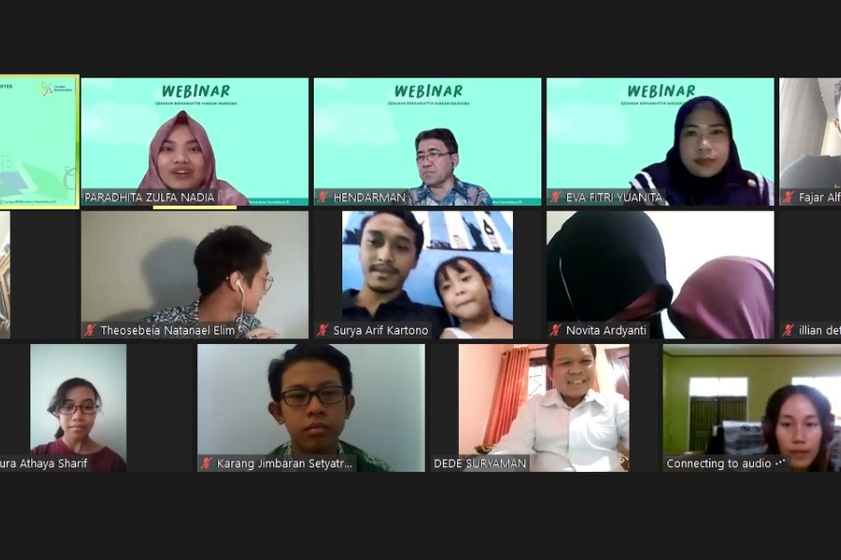 Pengumuman pemenang Lomba Blog dan Vlog pada Webinar Generasi Berkarakter Hindari Narkoba,  Sabtu (26/9/2020). 
