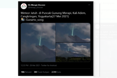 Ramai Foto Diduga Meteor Jatuh di Puncak Gunung Merapi, Ini Penjelasan Lapan