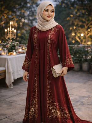 Abaya Evening Look Mewah untuk Kondangan dan Pesta.