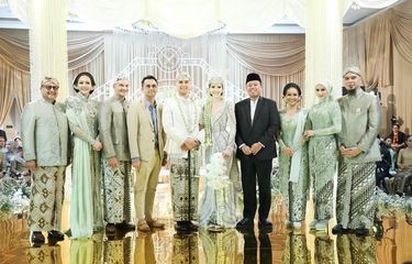 Penampilan Raffi Ahmad saat menghadiri acara akad nikah Al Ghazali dan Alyssa Daguise di The St. Regis Jakarta Pusat, Senin (16/6/2025).