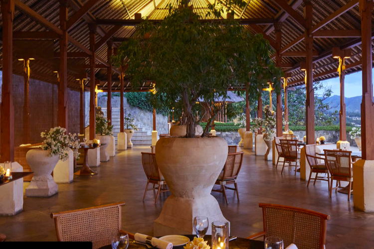Restoran di Amankila Bali, lokasi wedding Bunga Citra Lestari (BCL) dan Tiko Aryawardhana, pada Sabtu (2/12/2023) lalu. 