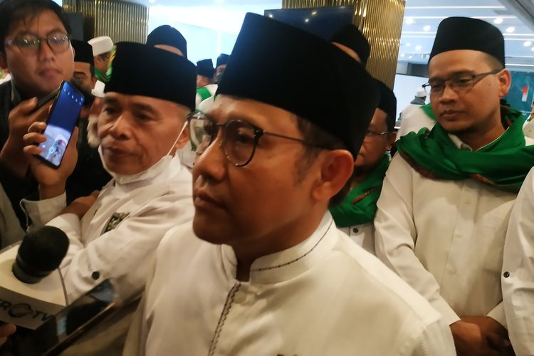 Ketua Umum Partai Kebangkitan Bangsa (PKB) sekaligus Wakil Ketua DPR RI Muhaimin Iskandar di sela acara Ijtima Ulama Jakarta yang diselenggarakan PKB di Hotel Novotel, Cikini, Kamis (2/2/2023).