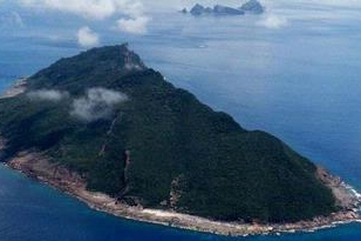 Foto udara ini menunjukkan salah satu pulau di gugusan Kepulauan Senkaku yang diperebutkan China dan Jepang.