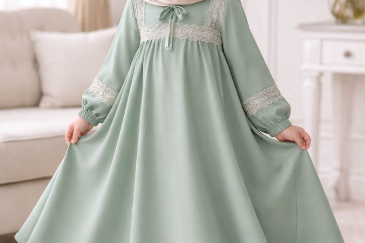 Baju lebaran anak perempuan gamis a line