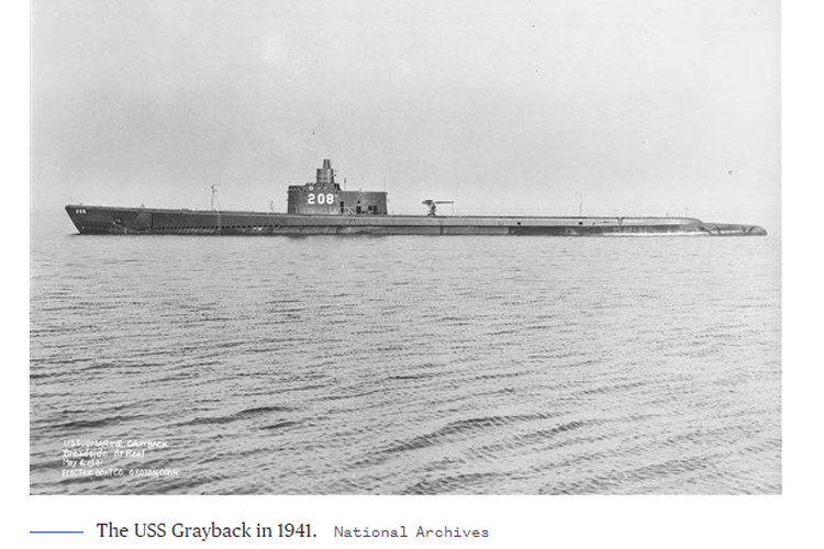 Kapal selam USS Grayback hilang tenggelam dengan 80 pelaut di dalamnya oleh pembom kapal induk Nakajima b5N 26 Februari 1944
