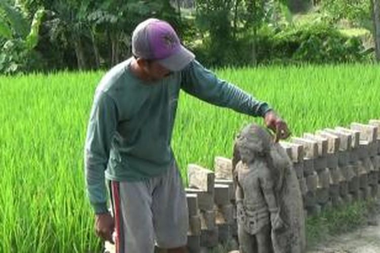 Penemuan arca di Boyolali, Selasa (5/01/2016).