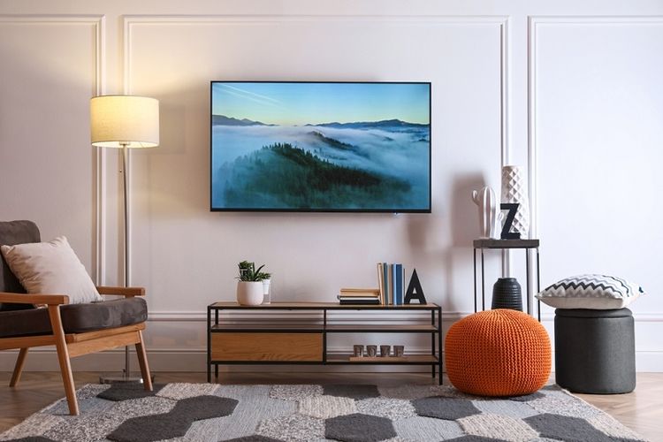 Ilustrasi TV LED di ruang keluarga untuk nonton bersama 