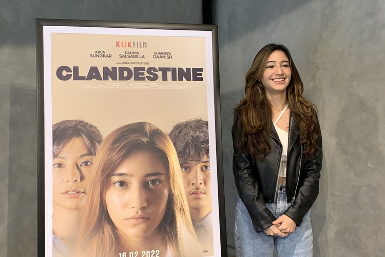 Dannia Salsabilla saat ditemui dalam acara Media Gathering film Clandestine di kawasan Jakarta Selatan, Senin (14/2/2022).