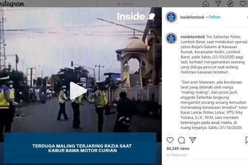 Detik-detik Pencuri Motor Ditendang Polisi Saat Nekat Terobos Razia, Berawal dari Buang Air Kecil